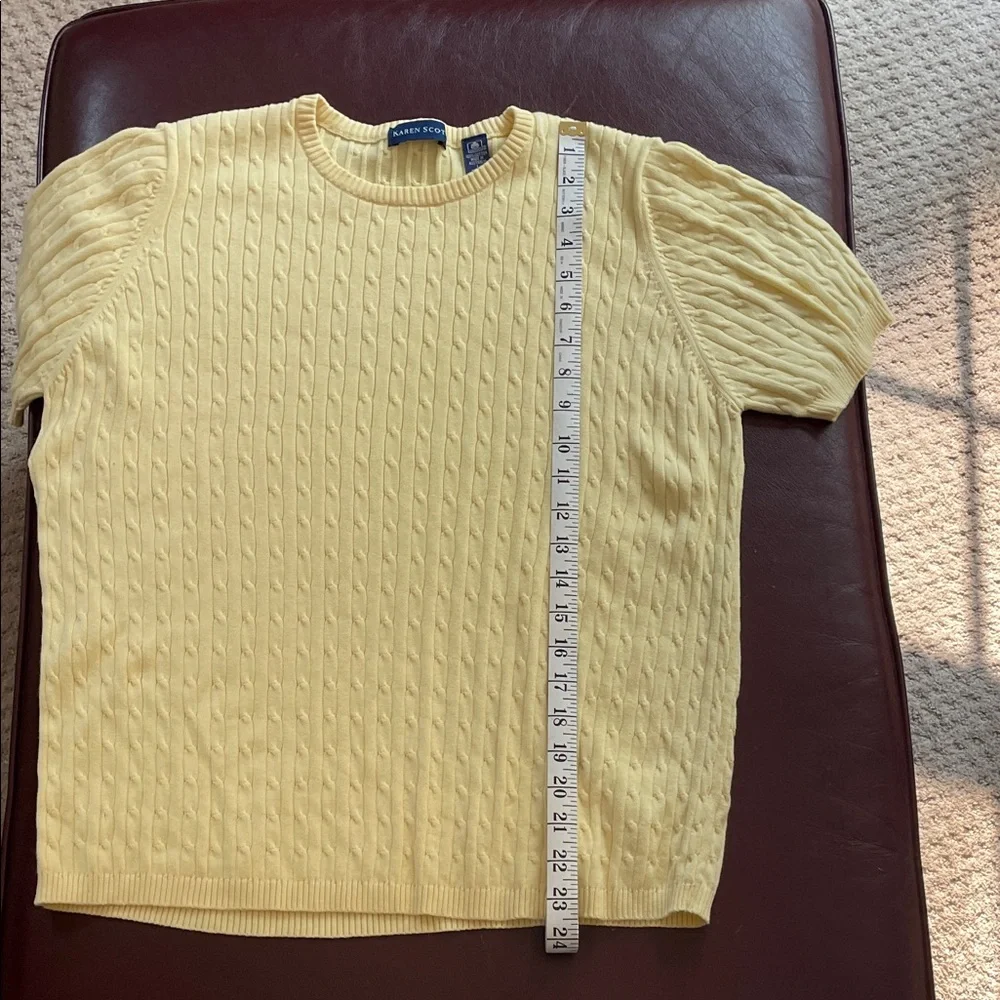 Karen Scott Light Yellow Cable Knit Sweater Top - Picture 6 of 6